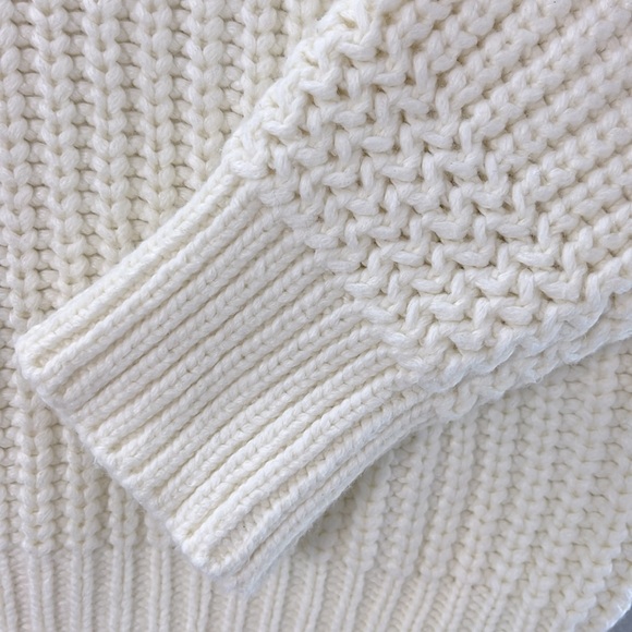 Marine Layer - women’s Oversized Crewneck ribbed Sweater Ivory Cotton Blend S - Picture 3 of 8